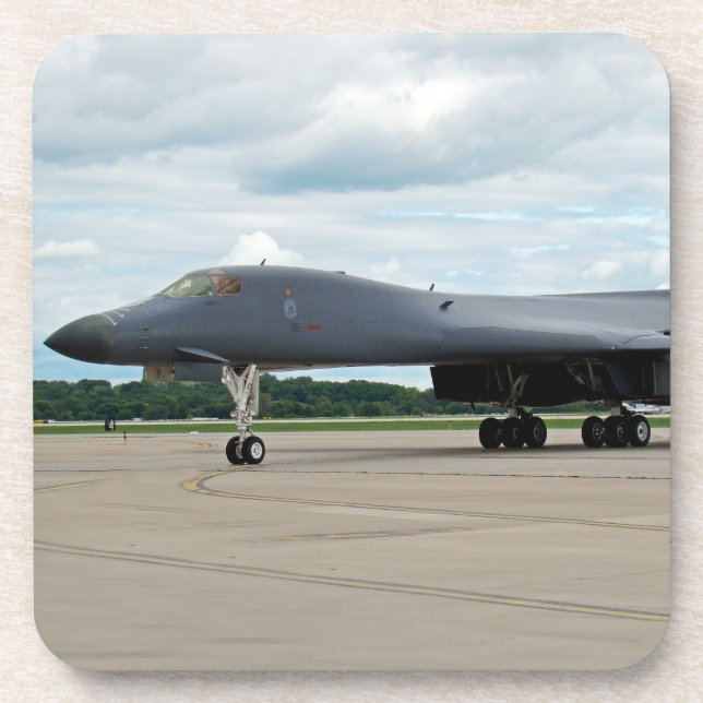 B-1B Lancer Bomber on Ground Drink Coaster (Front)