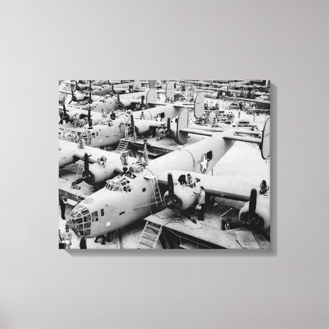 B-24 Bomber Assembly Line, 1943 Canvas Print (Front)