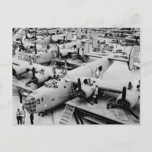 B_24 Bomber Assembly Line 1943 Postcard