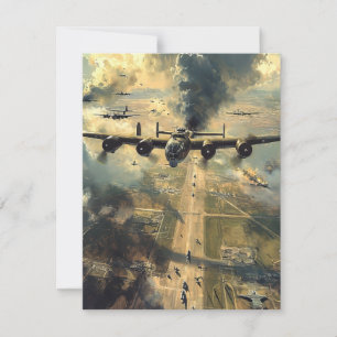 B-24 Bomber on a Mission Painting Note Card