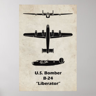 B-24 Liberator Airplane Poster for Aviation Decor