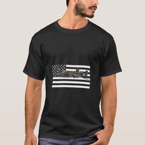 B_24 Liberator B24 Bomber Us American Flag T_Shirt