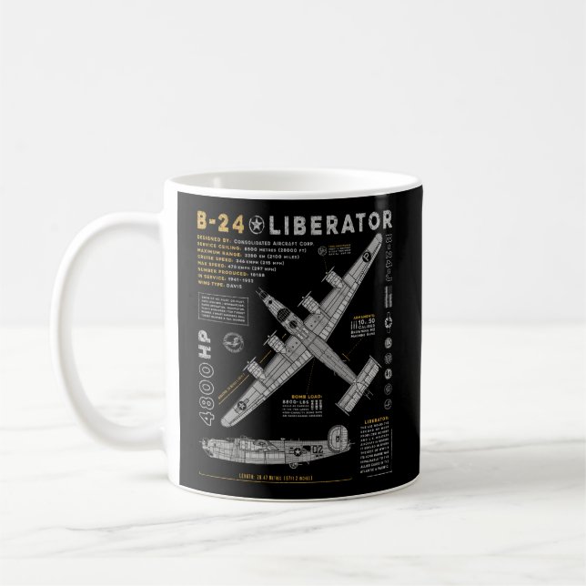 B-24 Liberator Consolidated Aircraft B24 Bomber Coffee Mug (Left)