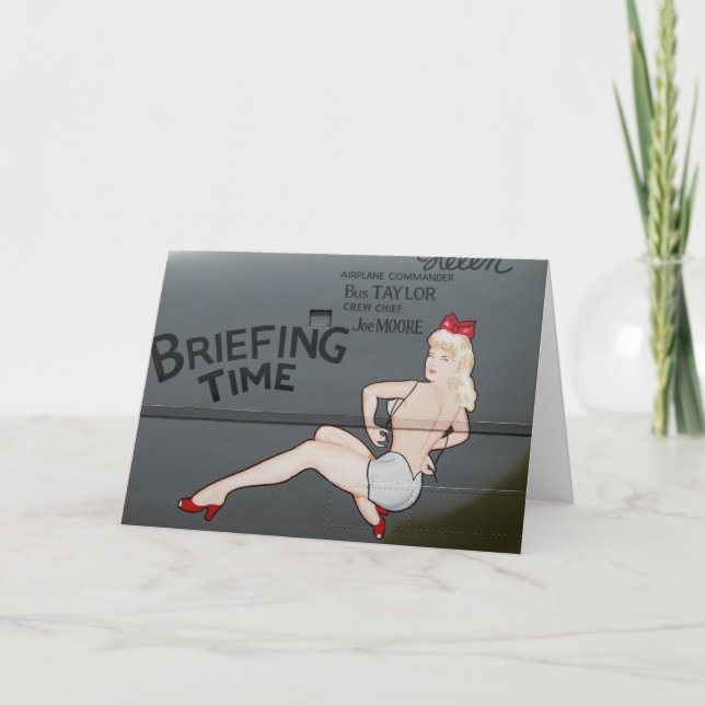 B-25 Briefing Time Nose Art Card (Front)