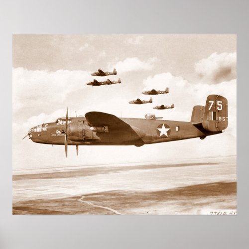 B_25 Mitchell Bomber flight poster