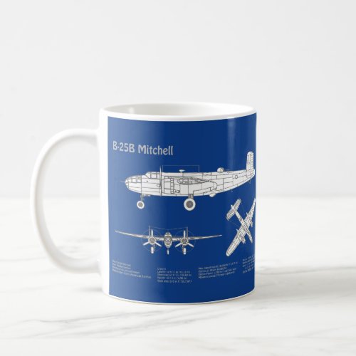 B_25B Mitchell Doolittle _ Airplane Blueprint ABD Coffee Mug
