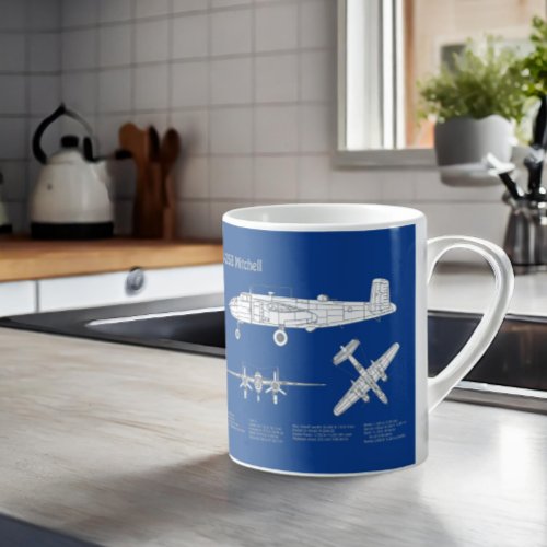 B_25B Mitchell Doolittle _ Airplane Blueprint ABD Coffee Mug