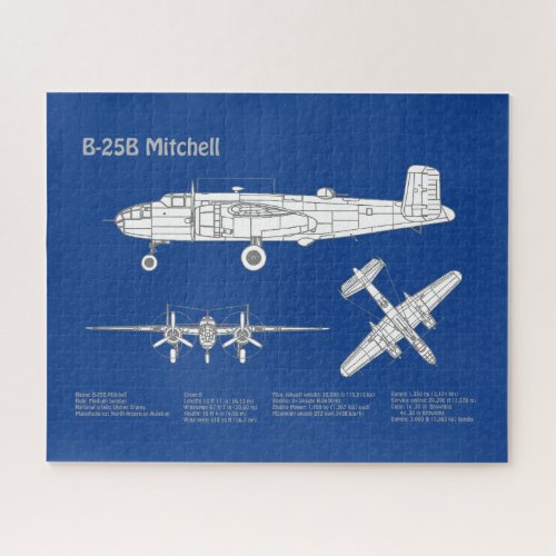 B_25B Mitchell Doolittle _ Airplane Blueprint ABD Jigsaw Puzzle
