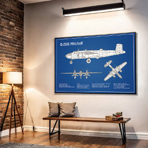 B-25B Mitchell Doolittle - Airplane Blueprint ABD Poster