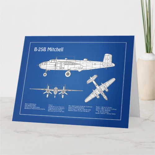 B_25B Mitchell Doolittle _ Airplane Blueprint ABD Thank You Card
