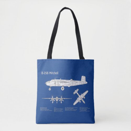 B_25B Mitchell Doolittle _ Airplane Blueprint ABD Tote Bag