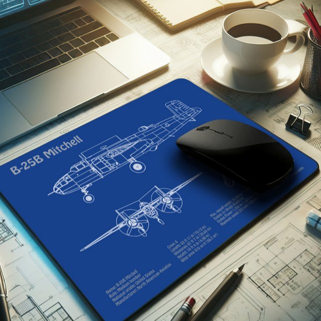 B-25B Mitchell Doolittle - Airplane Blueprint AD Mouse Pad (Creator Uploaded)