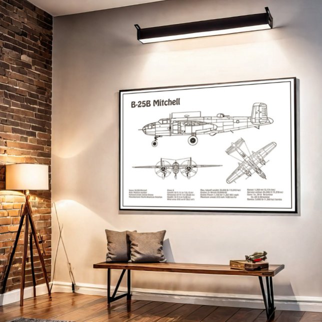 B-25B Mitchell Doolittle - Airplane Blueprint BD Poster (Creator Uploaded)