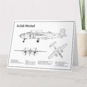 B-25B Mitchell Doolittle - Airplane Blueprint BD Thank You Card