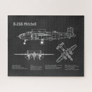 B-25B Mitchell Doolittle - Airplane Blueprint PD Jigsaw Puzzle