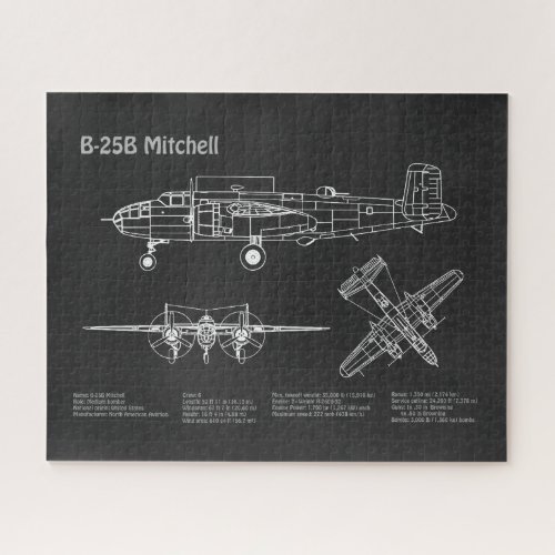 B_25B Mitchell Doolittle _ Airplane Blueprint PD Jigsaw Puzzle