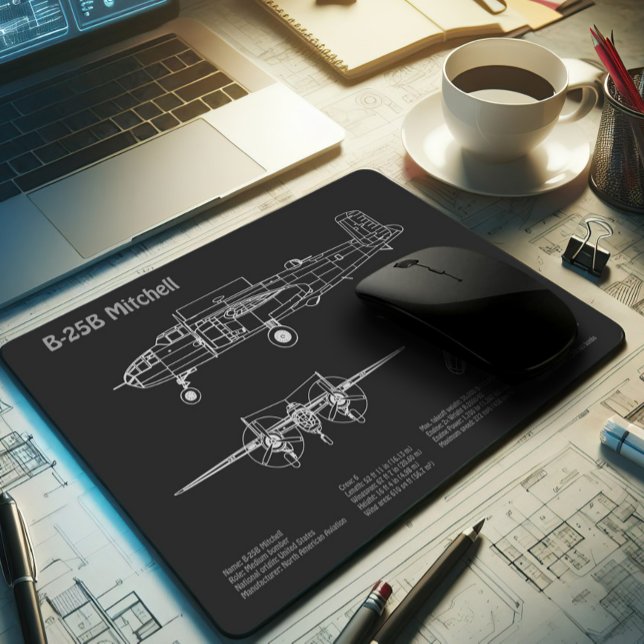 B-25B Mitchell Doolittle - Airplane Blueprint PD Mouse Pad (Creator Uploaded)