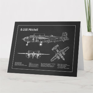 B-25B Mitchell Doolittle - Airplane Blueprint PD Thank You Card