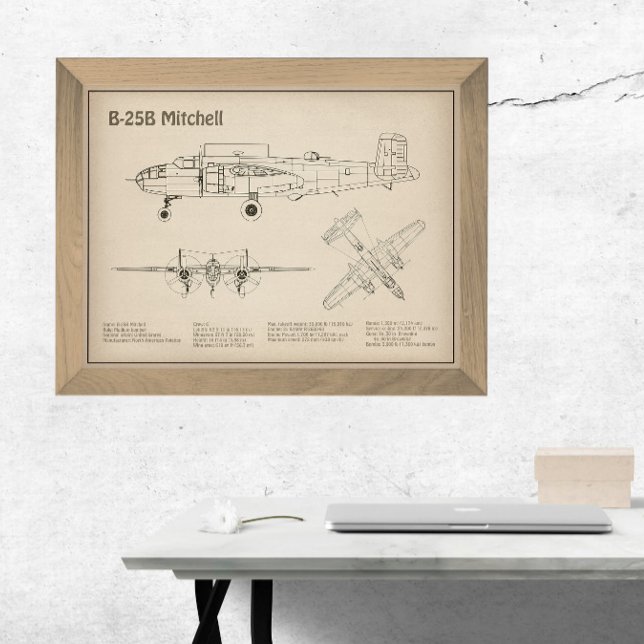 B-25B Mitchell Doolittle - Airplane Blueprint SD Photo Print (Creator Uploaded)