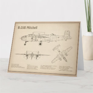 B-25B Mitchell Doolittle - Airplane Blueprint SD Thank You Card