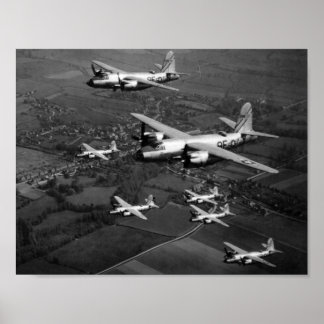 B-26B Marauder Bombers Flying In Formation Poster