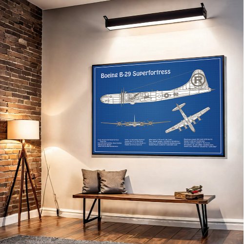 B_29 Superfortress _ Airplane Blueprint Plans ABD Poster