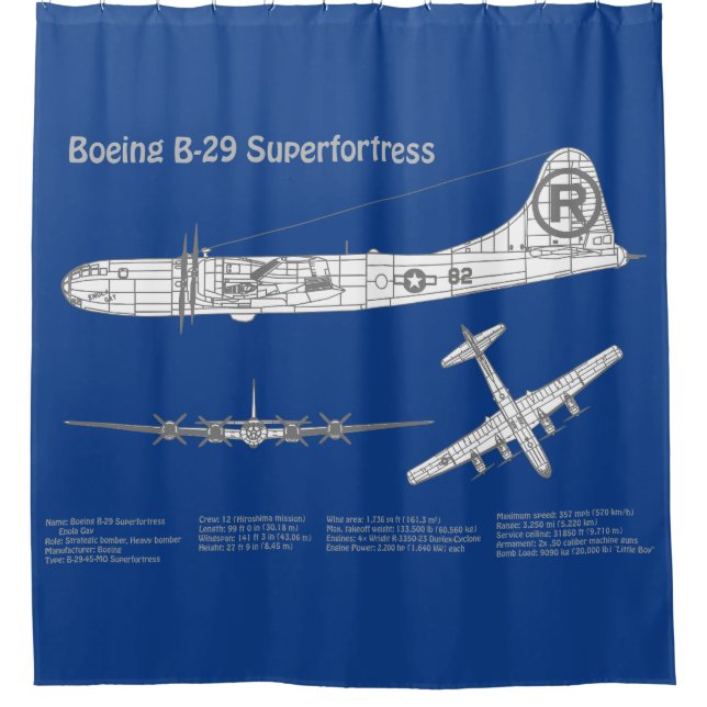 B-29 Superfortress - Airplane Blueprint Plans ABD Shower Curtain (Front)