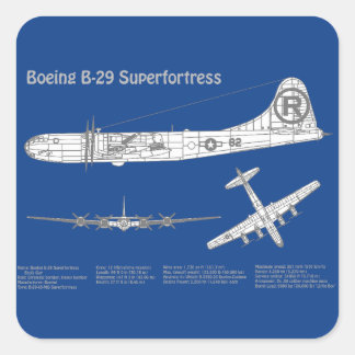 B-29 Superfortress - Airplane Blueprint Plans ABD Square Sticker