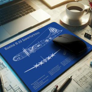 B-29 Superfortress - Airplane Blueprint Plans AD Mouse Pad