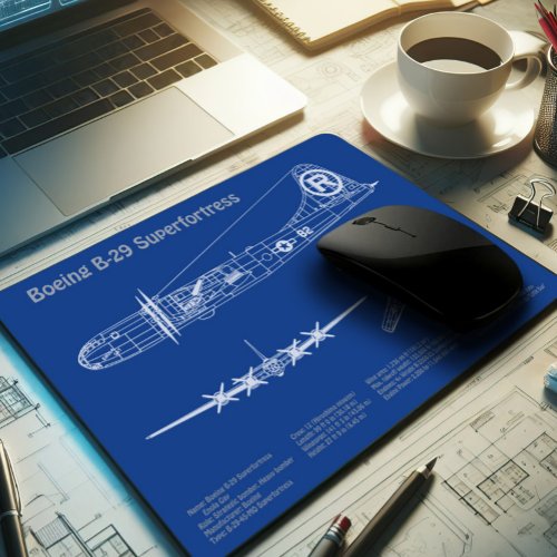 B_29 Superfortress _ Airplane Blueprint Plans AD Mouse Pad