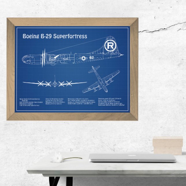 B-29 Superfortress - Airplane Blueprint Plans AD Photo Print (Creator Uploaded)