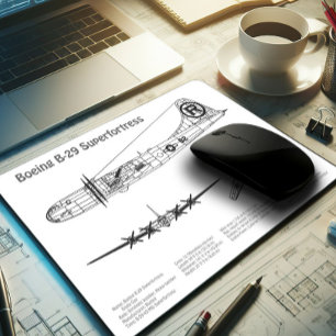 B-29 Superfortress - Airplane Blueprint Plans BD Mouse Pad