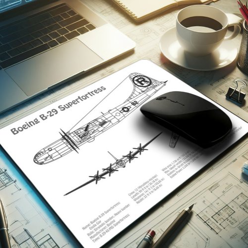 B_29 Superfortress _ Airplane Blueprint Plans BD Mouse Pad