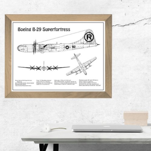 B_29 Superfortress _ Airplane Blueprint Plans BD Photo Print