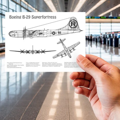 B_29 Superfortress _ Airplane Blueprint Plans BD Postcard