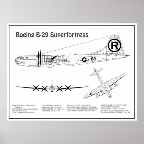 B_29 Superfortress _ Airplane Blueprint Plans BD Poster