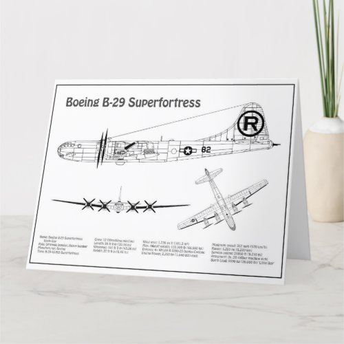 B_29 Superfortress _ Airplane Blueprint Plans BD Thank You Card