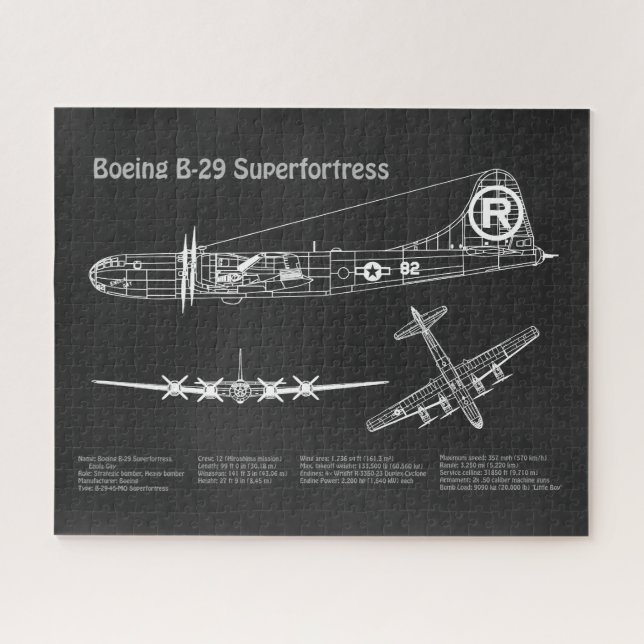 B-29 Superfortress - Airplane Blueprint Plans PD Jigsaw Puzzle (Horizontal)