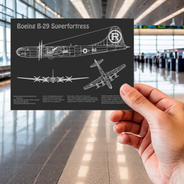 B-29 Superfortress - Airplane Blueprint Plans PD Postcard (Creator Uploaded)