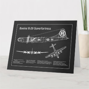 B-29 Superfortress - Airplane Blueprint Plans PD Thank You Card
