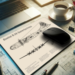 B-29 Superfortress - Airplane Blueprint Plans SD Mouse Pad
