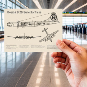 B-29 Superfortress - Airplane Blueprint Plans SD Postcard