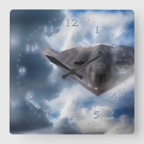 B_2 Spirit Stealth Bomber GHOST MAKER Square Wall Clock