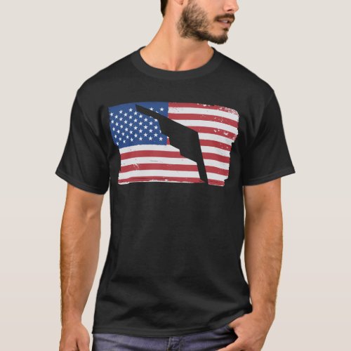 B_2 Stealth Bomber Military Airplane American Flag T_Shirt
