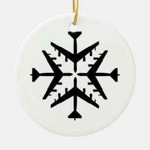 B-52 Aircraft Snowflake Ceramic Ornament