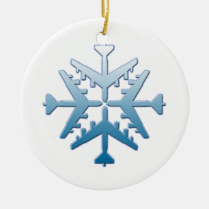 B-52 Aircraft Snowflake Ceramic Ornament