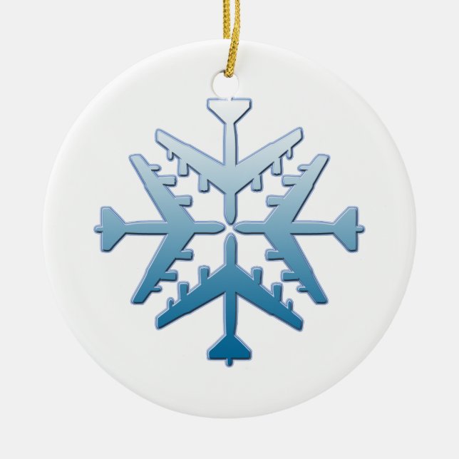 B-52 Aircraft Snowflake Ceramic Ornament (Front)