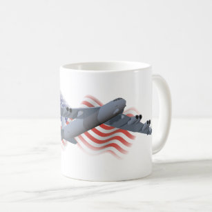 B-52 Strategic Bomber with American Flag Coffee Mug