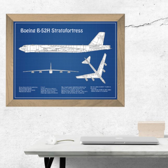 B-52 Stratofortress - Airplane Blueprint Plans ABD Photo Print (Creator Uploaded)