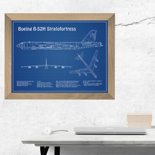 B-52 Stratofortress - Airplane Blueprint Plans AD Photo Print (Creator Uploaded)